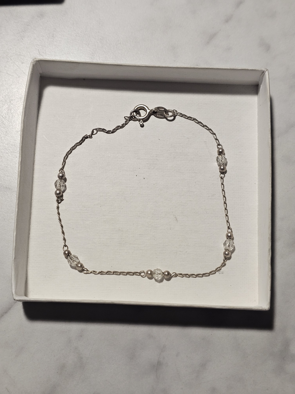 Sterling silver Italy 925 Beaded Chain Bracelet